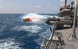 An MK-46 torpedo launching from a U.S. Navy ship